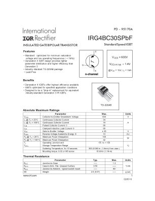 IRG4BC30S datasheet cover page