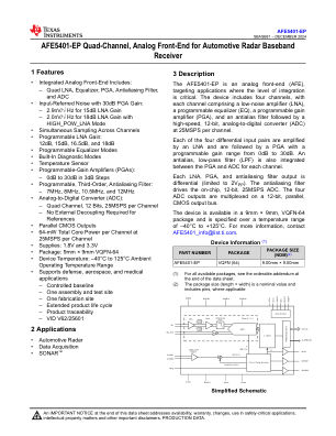 AFE5401-EP datasheet cover page