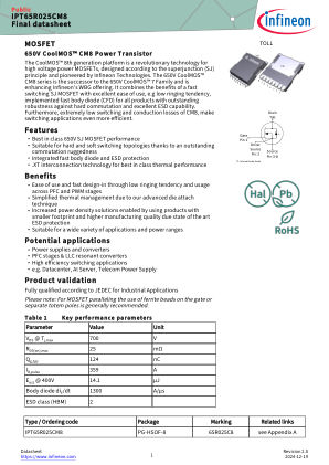 IPT65R025CM8 datasheet cover page