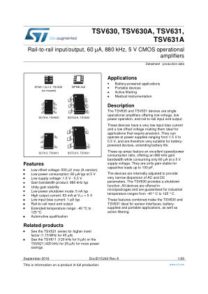 TSV630 数据手册首页