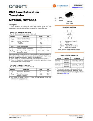 NZT660A 数据手册首页