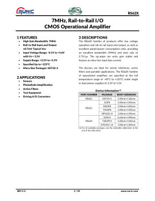 RS62X datasheet cover page