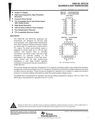 SN75138 datasheet cover page