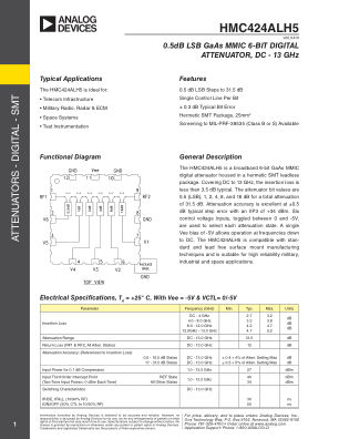 HMC424ALH5 datasheet cover page