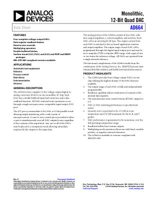 AD664 数据手册首页