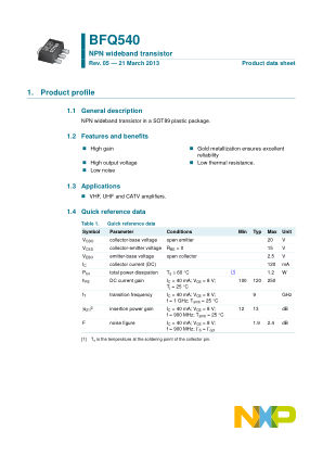 BFQ540 datasheet cover page