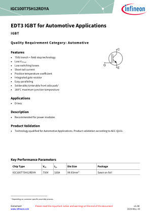 IGC100T75H12RDYA datasheet cover page