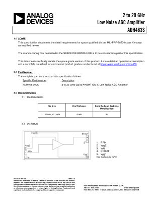 ADH463S-DIE datasheet cover page