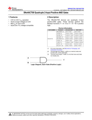SN74ACT08 datasheet cover page