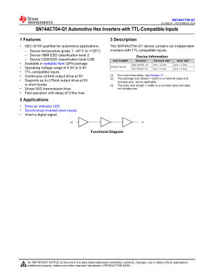 SN74ACT04-Q1 数据手册首页