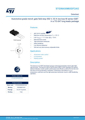 STGWA50M65DF2AG datasheet cover page