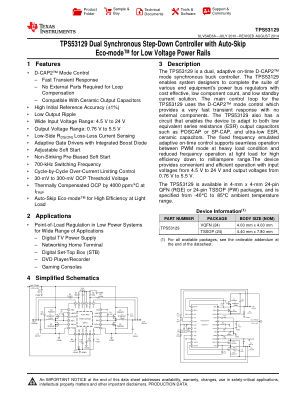 TPS53129 datasheet cover page