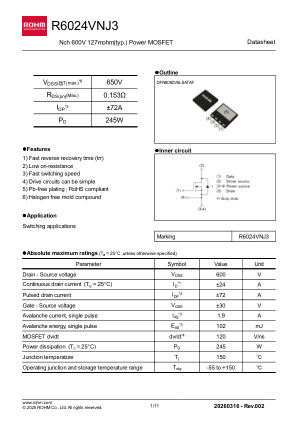 R6024VNJ3 datasheet cover page