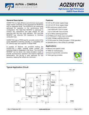 AOZ5017QI 数据手册首页