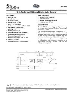 DAC8820 数据手册首页