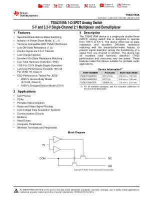 TS5A3159A datasheet cover page