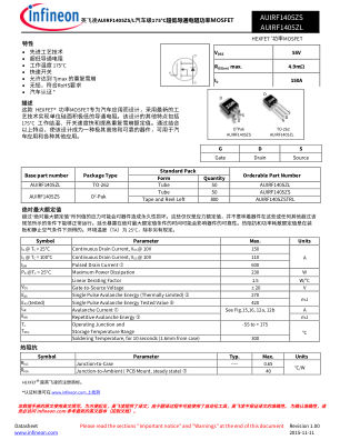 AUIRF1405ZS 数据手册首页