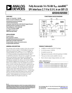 AD5040 datasheet cover page
