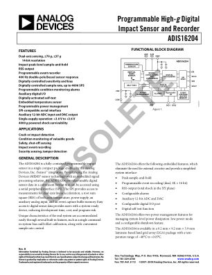 ADIS16204 数据手册首页