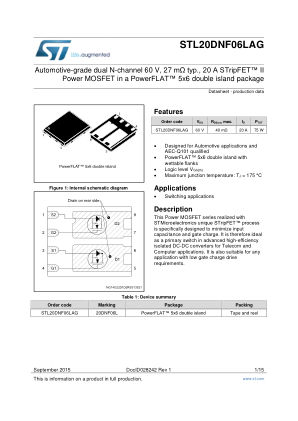 STL20DNF06LAG datasheet cover page