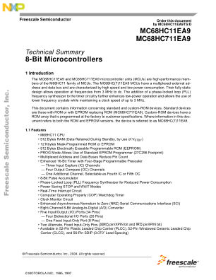 MC68HC11EA9TS datasheet cover page