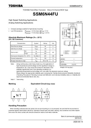 SSM6N44FU datasheet cover page