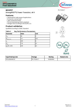 IPF010N04NF2S datasheet cover page