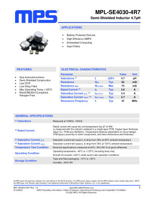 MPL-SE4030-4R7 datasheet cover page