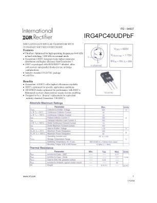 IRG4PC40UD 数据手册首页