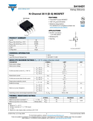 SI4164DY 数据手册首页
