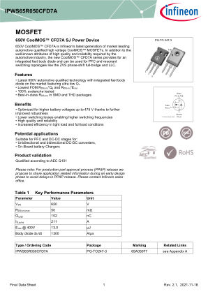 IPWS65R050CFD7A 数据手册首页