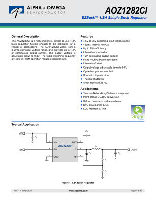 AOZ1282CI datasheet cover page