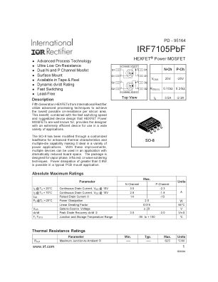 IRF7105 数据手册首页