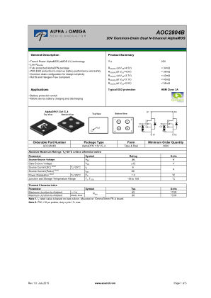 AOC2804B 数据手册首页