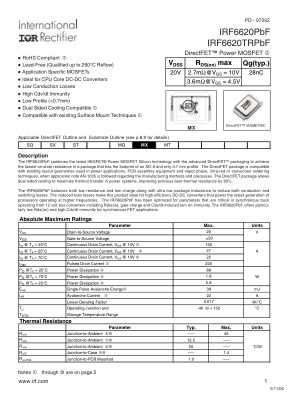 IRF6620 datasheet cover page