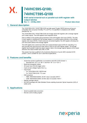74VHC595PW-Q100J datasheet cover page
