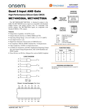 MC74HC08A 数据手册首页