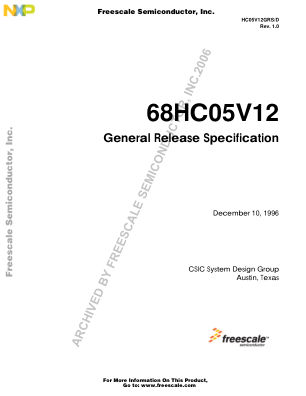 HC05V12GRS 数据手册首页