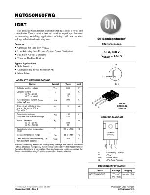 NGTG50N60FW datasheet cover page
