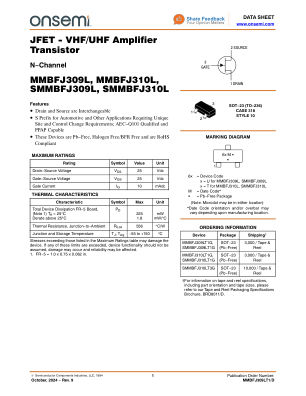 MMBFJ309LT1 datasheet cover page