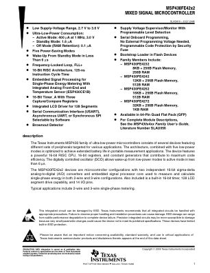 MSP430FE4272 数据手册首页