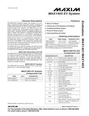 MAX1403EVSYSTEM datasheet cover page