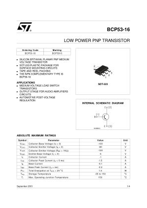 BCP53-16 datasheet cover page