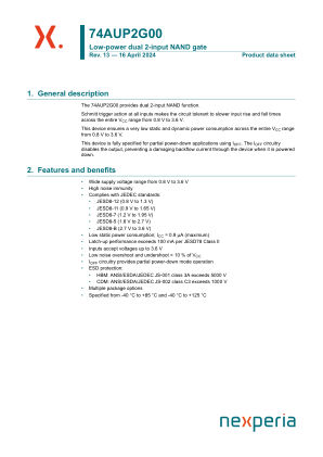 74AUP2G00GXX datasheet cover page