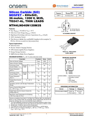 NTH4LN040N120M3S datasheet cover page