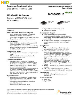 MC9S08FL16DS 数据手册首页