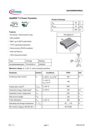 IAUS200N08S5N023 数据手册首页