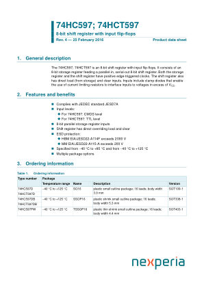 74HC597DB datasheet cover page