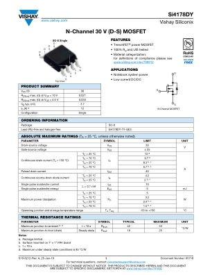 SI4178DY 数据手册首页