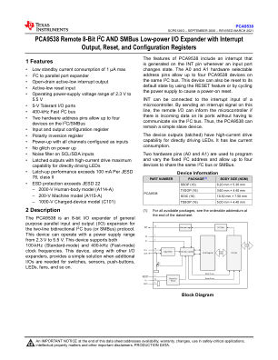 PCA9538 datasheet cover page